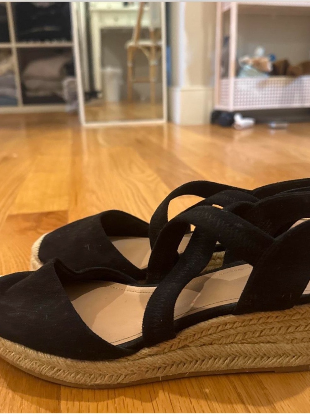 H&M Black Espadrille Wedge Sandals